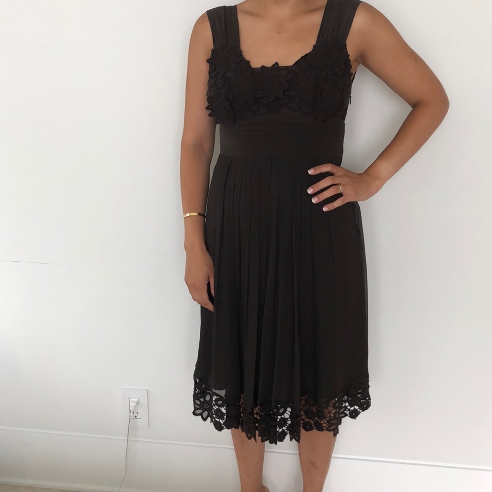 Brown Knee Length Evening Dress